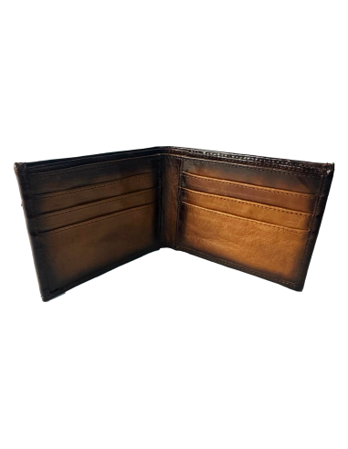 Billetera Marrón de Cuero Genuino con Efecto Quemado: Calidad, Estilo y Exclusividad. ref:3JCUT120