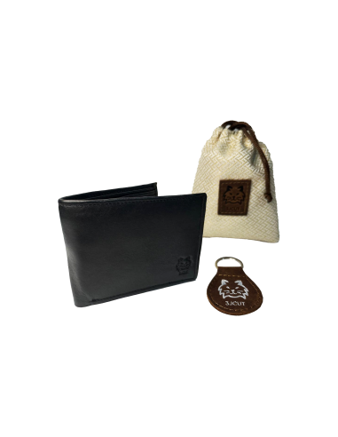 Cartera de Cuero Negro Genuino efecto quemado  para Caballero elegancia y resistencia en cada detalle.  REF: 3JCUT123