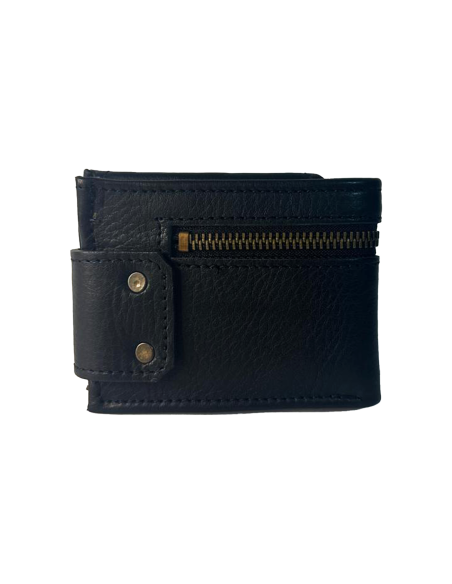 Billetera de Cuero Genuino Estilo Rock color negro: Diseño Único, Calidad Superior y Funcionalidad Garantizada ref 31CUT118