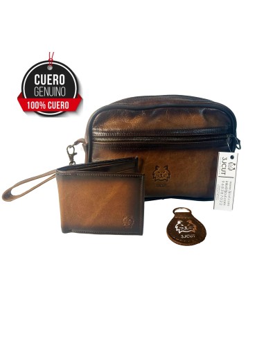 kit de regalo neceser mas cartera 100% cuero de la mejor calidad