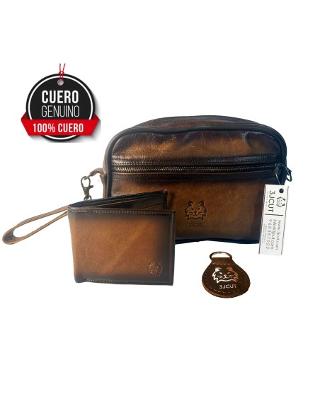 kit de regalo neceser mas cartera 100% cuero de la mejor calidad