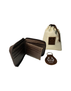 Cartera de Cuero Marrón 100% Genuino con Cierre de Cremallera | Estilo y Seguridad 2