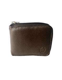 Cartera de Cuero Marrón 100% Genuino con Cierre de Cremallera | Estilo y Seguridad