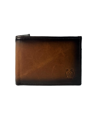 Billetera Marrón de Cuero Genuino con Efecto Quemado: Calidad, Estilo y Exclusividad. ref:3JCUT120