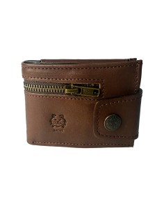 Cartera de Cuero Marrón 100% Genuino con Cierre | Estilo y Práctica Elegancia