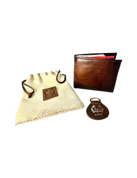 Billetera Marrón de Cuero Genuino con Efecto Quemado: Calidad, Estilo y Exclusividad. ref:3JCUT120